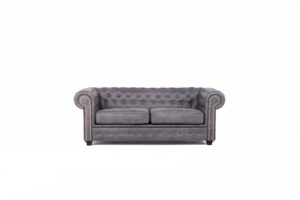 Astor Chesterfield 2 Seater Sofa - Grey Suede