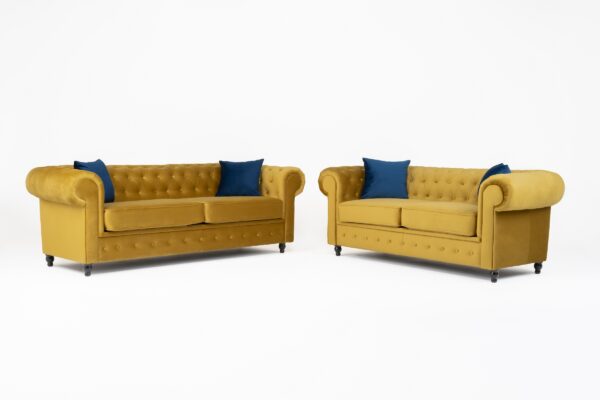 Hilton Chesterfield Velvet 3 + 2 Seater Sofa Set
