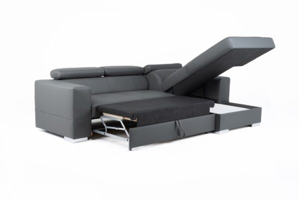 Lema Corner Sofa Bed - Grey Eco Leather