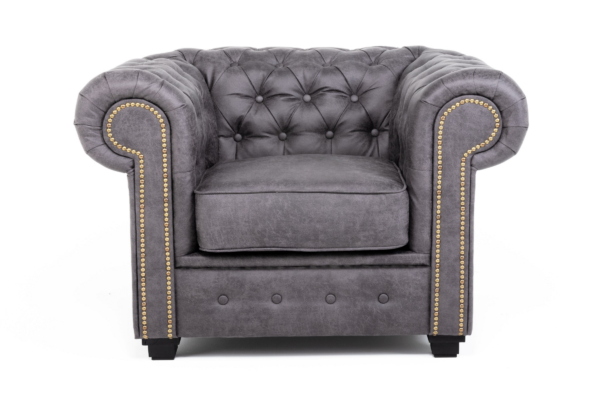 Astor Chesterfield Armchair - Grey Eco Leather
