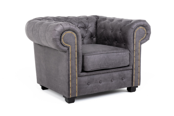 Astor Chesterfield Armchair - Grey Eco Leather