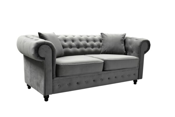 hilton 2 asphalt plush (1) Hilton Chesterfield Velvet 2 Seater Sofa