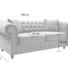 hilton 2 dimensions (2) Hilton Chesterfield Velvet 2 Seater Sofa