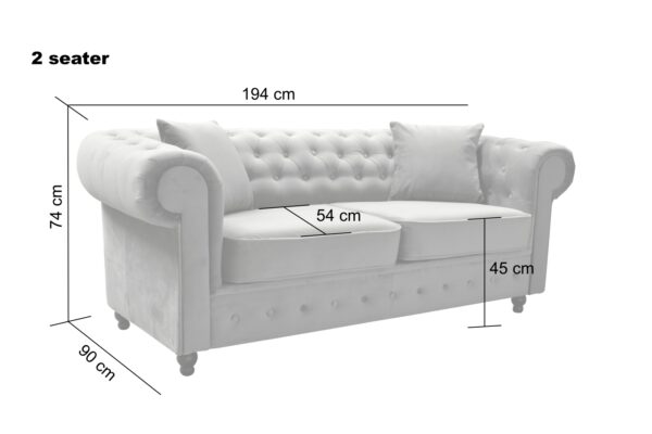hilton 2 dimensions (2) Hilton Chesterfield Velvet 2 Seater Sofa