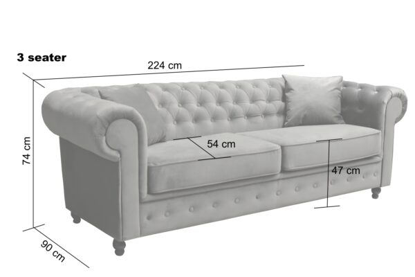 Hilton Chesterfield Velvet 3 + 2 Seater Sofa Set