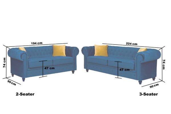 Hilton Chesterfield Velvet 3 + 2 Seater Sofa Set