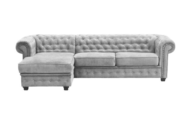 imperial left corner silver FAB Imperiale Chesterfield Corner Chaise Sofa