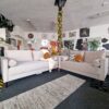 Beige Velvet 3 + 2 Seater Sofa Set