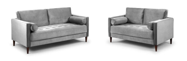 Hayward 3 + 2 Seater Sofa set in Grey Velvet