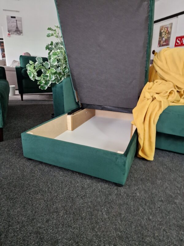 20231005_115008 Kieron Forest Green Velvet Universal Chaise Sofa Bed with Storage