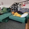 20231005_115123 Kieron Forest Green Velvet Universal Chaise Sofa Bed with Storage