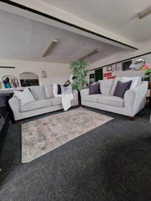 Baslow 3 + 2 Seater Sofa Set in Grey Fabric