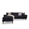 Lauren Left Hand Chaise Corner Sofa in Black Fabric
