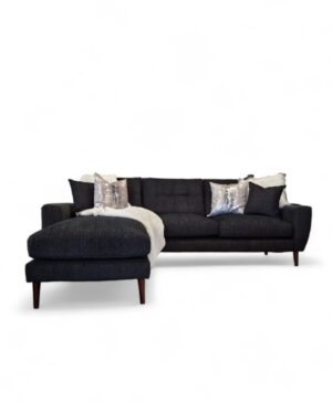 Lauren Left Hand Chaise Corner Sofa in Black Fabric