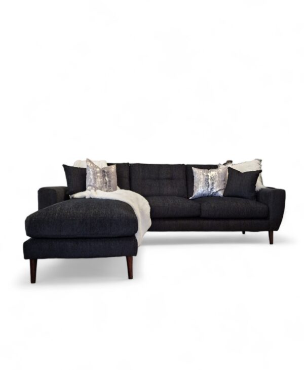 Lauren Left Hand Chaise Corner Sofa in Black Fabric