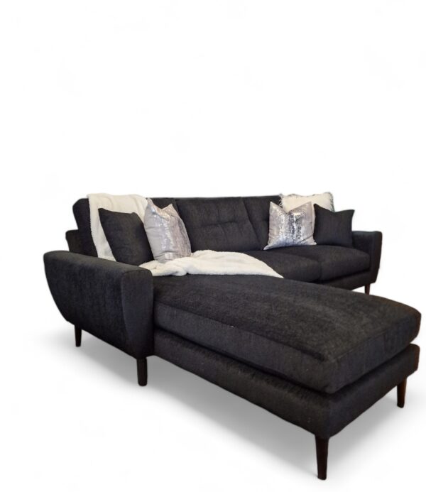 Lauren Left Hand Chaise Corner Sofa in Black Fabric