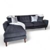 Lauren Left Hand Chaise Corner Sofa in Black Fabric