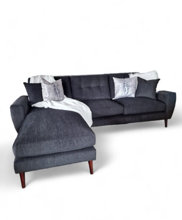 Lauren Left Hand Chaise Corner Sofa in Black Fabric