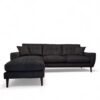 Lauren Left Hand Chaise Corner Sofa in Black Fabric