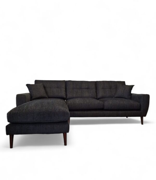 Lauren Left Hand Chaise Corner Sofa in Black Fabric