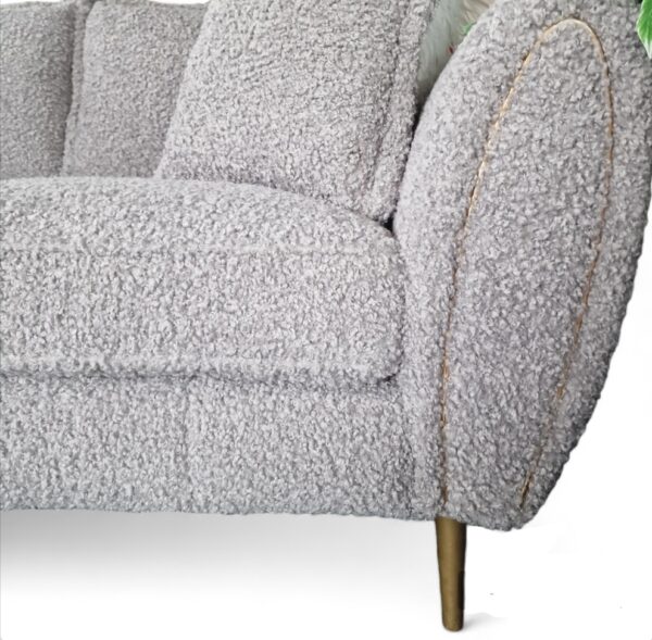 Gabrielle 3 Seater Sofa in Grey Chuncky Bouclé Fabric