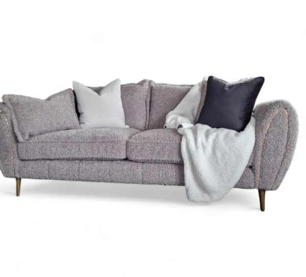 Gabrielle 3 Seater Sofa in Grey Chuncky Bouclé Fabric