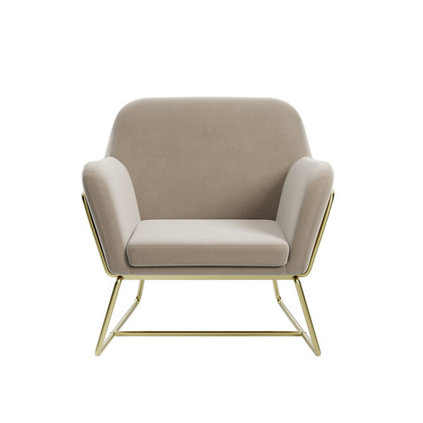 Charles-Armchair-Beige Charley Beige Velvet Accent Chair with Gold Legs