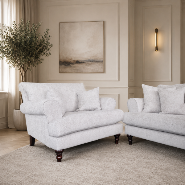 Heritage 3 Seater Sofa + Snuggler in Legacy Silver