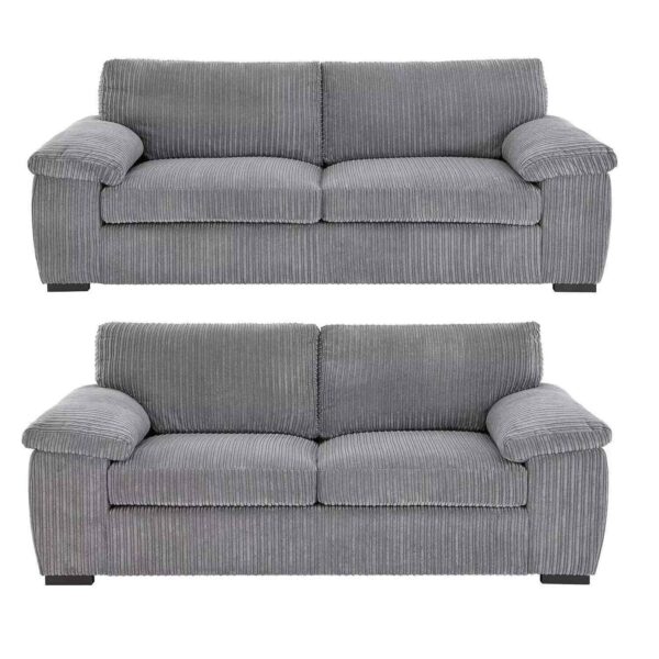 Amalfi 3 + 2 Seater Sofa Set in Grey Jumbo Cord