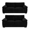 amalfi3+2metropolisblack Amalfi 3 + 2 Seater Sofa Set in Black Jumbo Cord