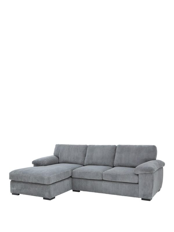 amalfiLHchaise Amalfi Left Hand Chaise L Shape Corner Sofa in Grey Jumbo Cord