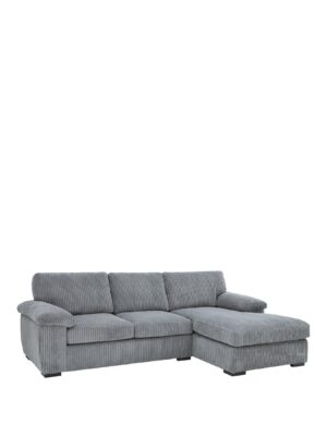 amalfiRHchaise Amalfi Right Hand Chaise L Shape Corner Sofa in Grey Jumbo Cord