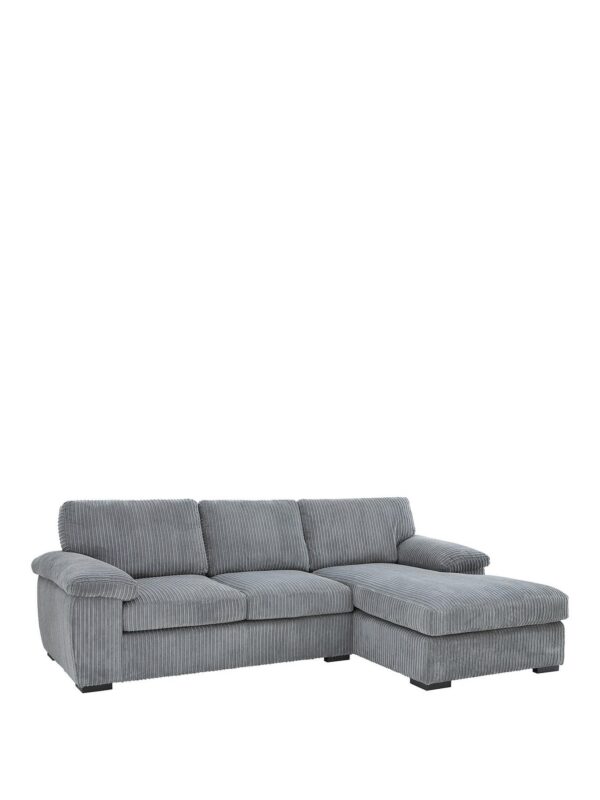 Amalfi Right Hand Chaise L Shape Corner Sofa in Grey Jumbo Cord