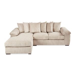 Amalfi Left Hand Chaise L Shape Corner Sofa in Cream Jumbo Cord