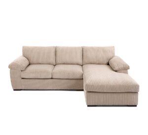 Amalfi Right Hand Chaise L Shape Corner Sofa in Cream Jumbo Cord