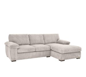 amalfichaiselhsilv Amalfi Right Hand Chaise L Shape Corner Sofa in Silver Jumbo Cord