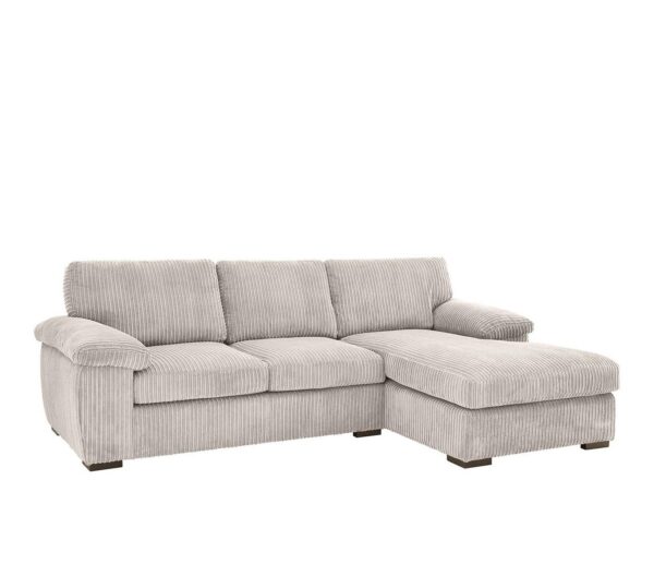 amalfichaiselhsilv Amalfi Right Hand Chaise L Shape Corner Sofa in Silver Jumbo Cord