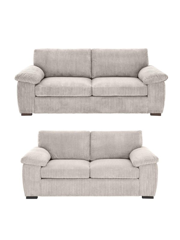Amalfi 3 + 2 Seater Sofa Set in Silver Jumbo Cord