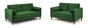 Hayward 3 + 2 Seater Sofa Set in Bottle Green Velvet
