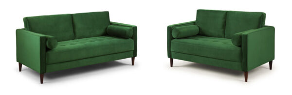 harp3+2green Hayward 3 + 2 Seater Sofa Set in Bottle Green Velvet