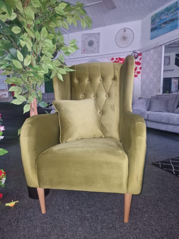 Olive Velvet Accent Armchair