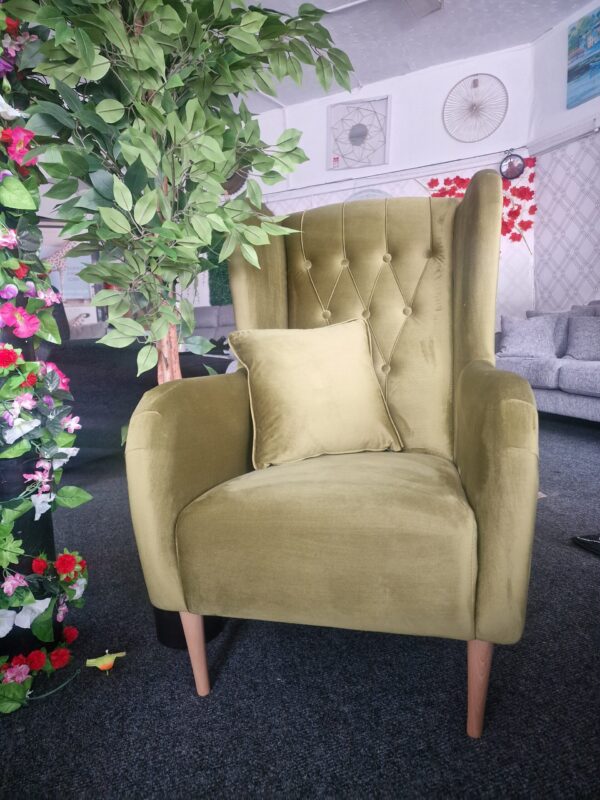 Olive Velvet Accent Armchair