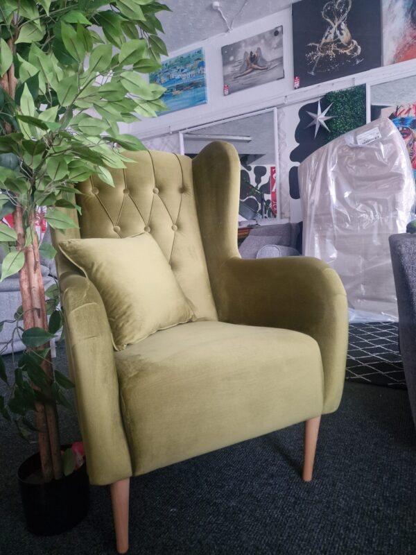 Olive Velvet Accent Armchair