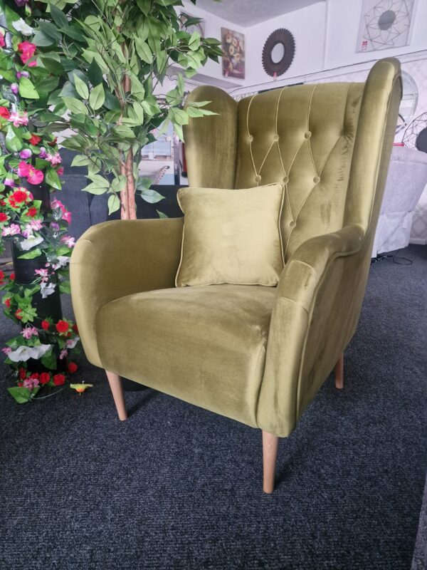 Olive Velvet Accent Armchair