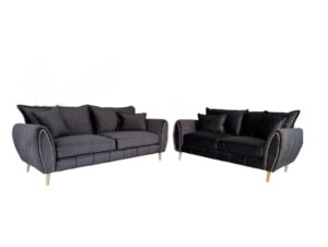 2024111313170160 Gabrielle 3 + 2 Seater Sofa Set in Black