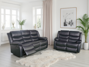 Corry 3 + 2 Seater Black Manual Recliner Sofa Set