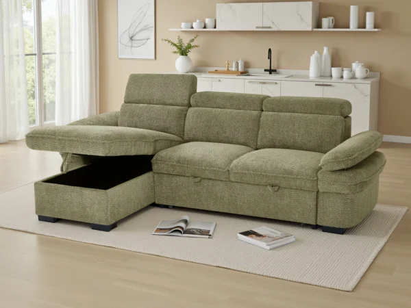 HS545GREEN3 Infinity L Shaped Sofa Bed