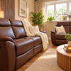 The Raven Walnut Vintage Vegan Leather 3+2 Recliner Sofa Set